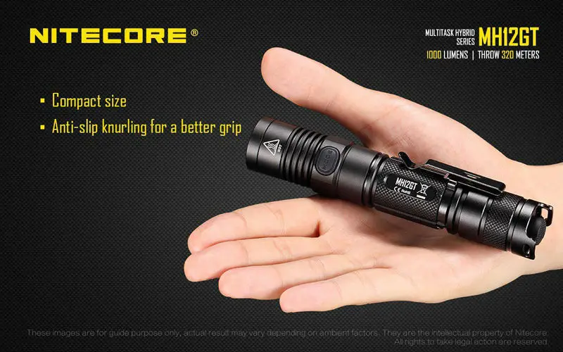 Светодиодный перезаряжаемый фонарик NITECORE 1000 Lm MH12GT XP-L HI V3 для поиска и спасения