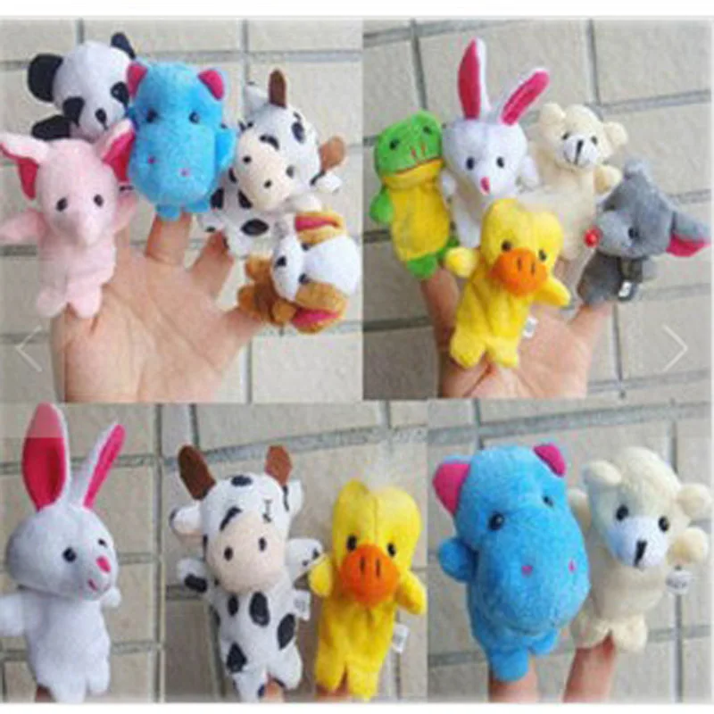 

20pcs free shipping Plush toys Cartoon Animal Finger Puppet Plush Doll Baby Story Educational Plush Stuffed Toys