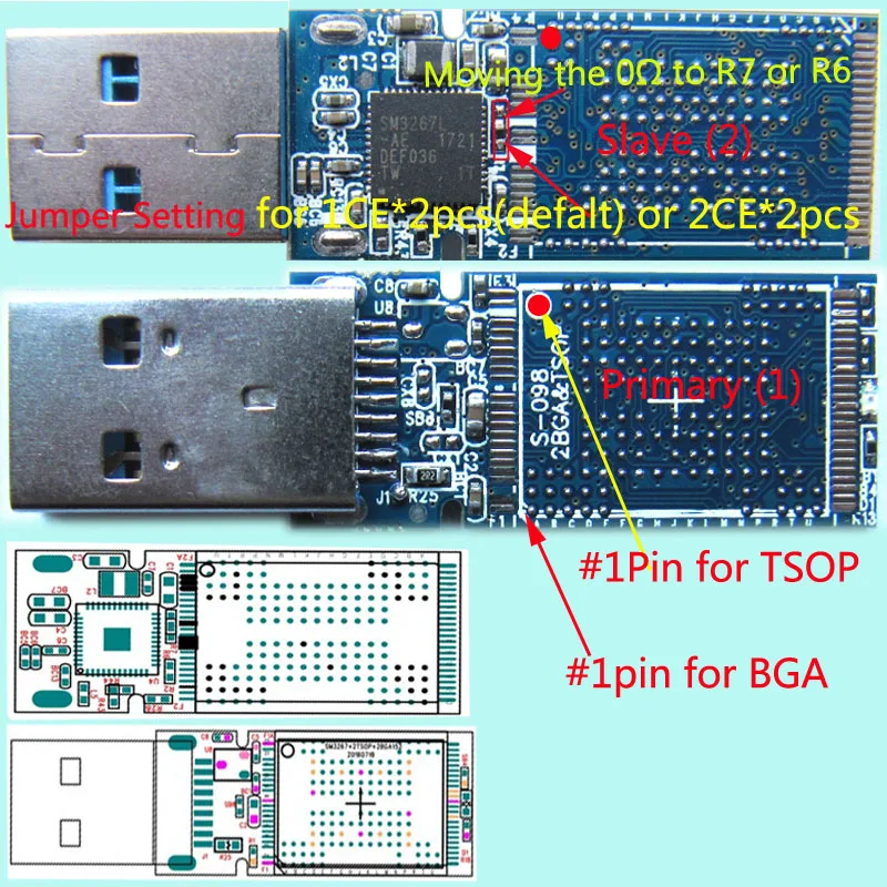 SM3267L UFD PCBA TSOP48 + BGA152/BGA132 Dual Pad 3267AE USB3.0 FLASH DRIVE DIY Набор UDF SM3267 контроллер 4CE MAX|USB-гаджеты|