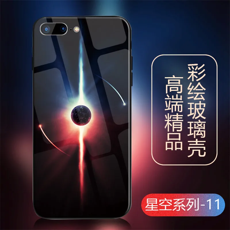 Чехлы для iPhone 6 6s 7 8 Plus plus X чехол TPU глянцевый закаленное стекло задняя крышка
