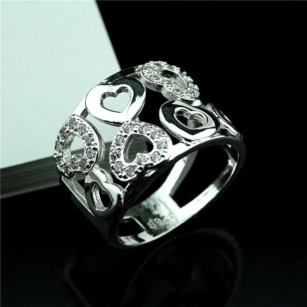 Серебряное кольцо из циркона 925 пробы новое уникальное открытое любовное