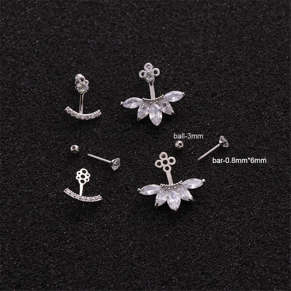 TTLIFE 1 шт. Cz Корона цветок кулон Tragus гвоздики раковины пирсинг серьги спираль серьги, Надеваемые На ушной хрящ Хрустальный пирсинг уха ювелирные изделия
