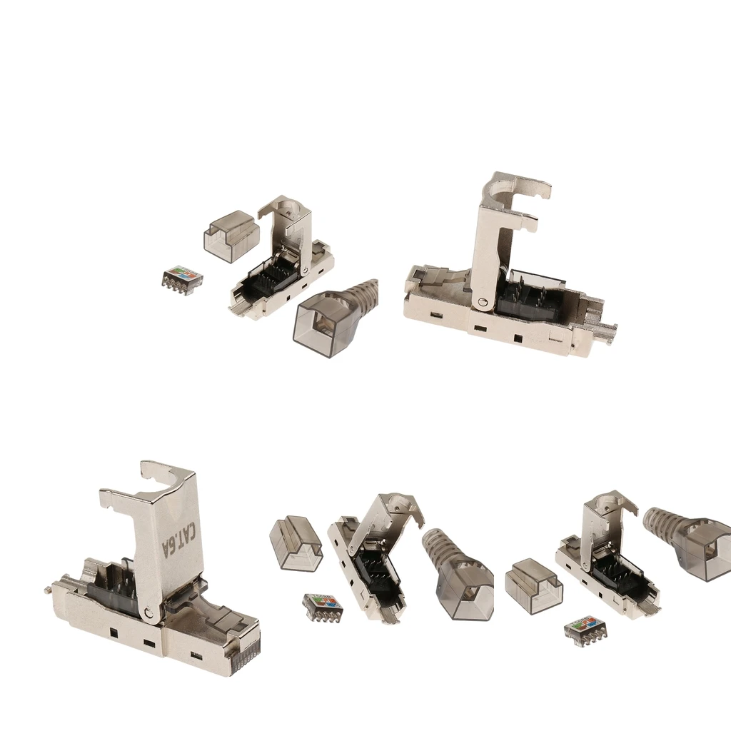 5x CAT6A RJ45 полевая сборка разъем сетевой разъем Модульные вилки экранированные Разъемы Ethernet поддерживает питание через Ethernet