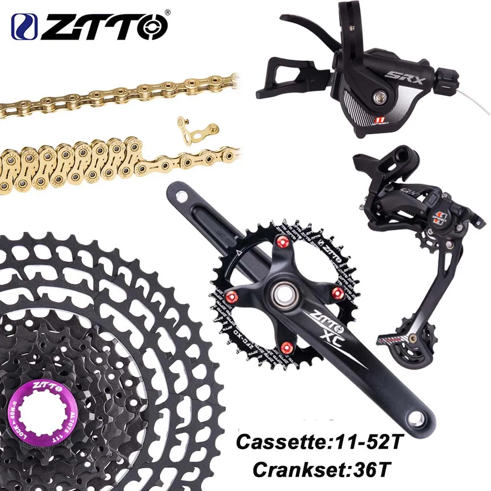 36T-52T SLR2 Black ZTTO 11 скорость Groupset задний внешний кабель переключения передач коленчатый набор Chain11-50T/52 T кассета Сверхлегкий Freewheel группа набор VS M8000 M7000 - Цвет: 36T-52T SLR2 Black