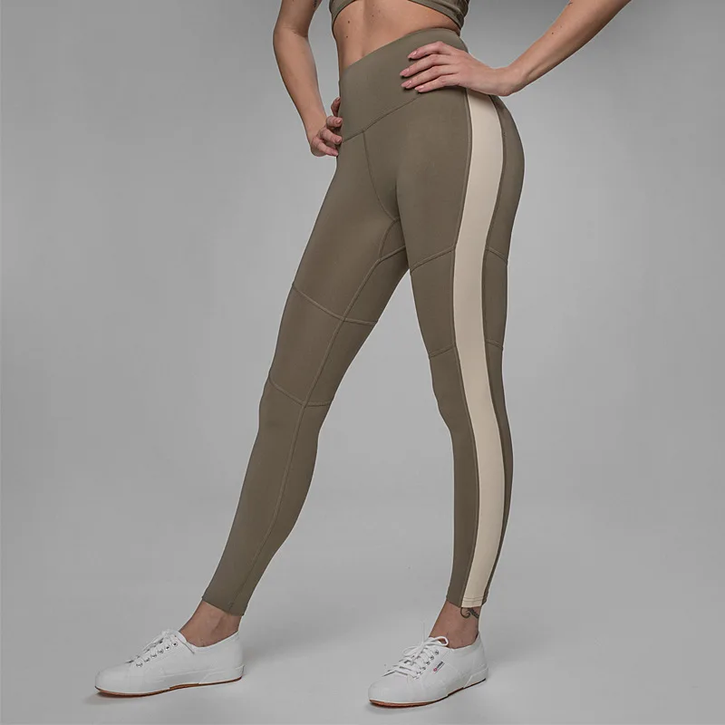 Спортивные Леггинсы с высокой талией для фитнеса женские штаны модные лоскутные