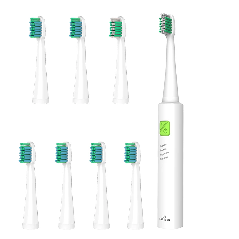 

LANSUNG U1 Ultrasonic Sonic Electric Toothbrush 8 Pcs Replacement Head USB Rechargeable Teeth Brushes 2 Minutes Timer Toothbrush