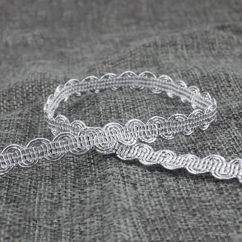 20 ярдов трикотажная Золотая Серебряная кружевная лента Отделка пайетками ткань