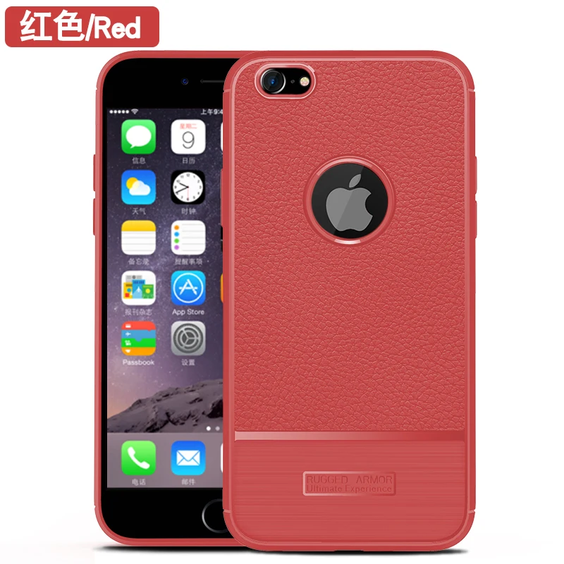 Для Apple iPhone 6 силиконовый чехол Мягкий ТПУ щеткой углерода Волокно текстуры для S