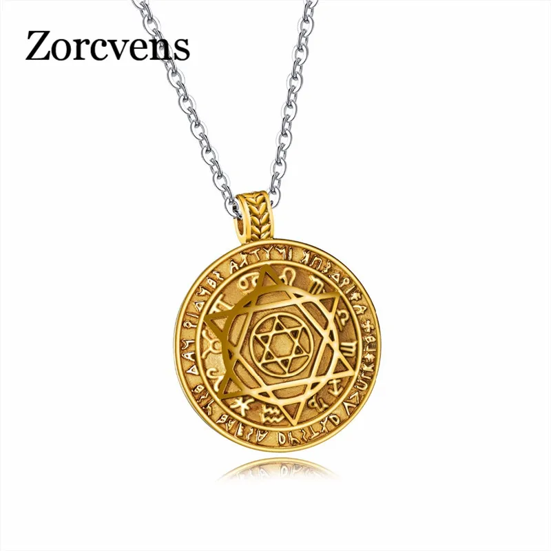 ZORCVENS Новая мода Золотой цвет нержавеющая сталь большая пентаграмма звезда кулон ожерелье для мужчин