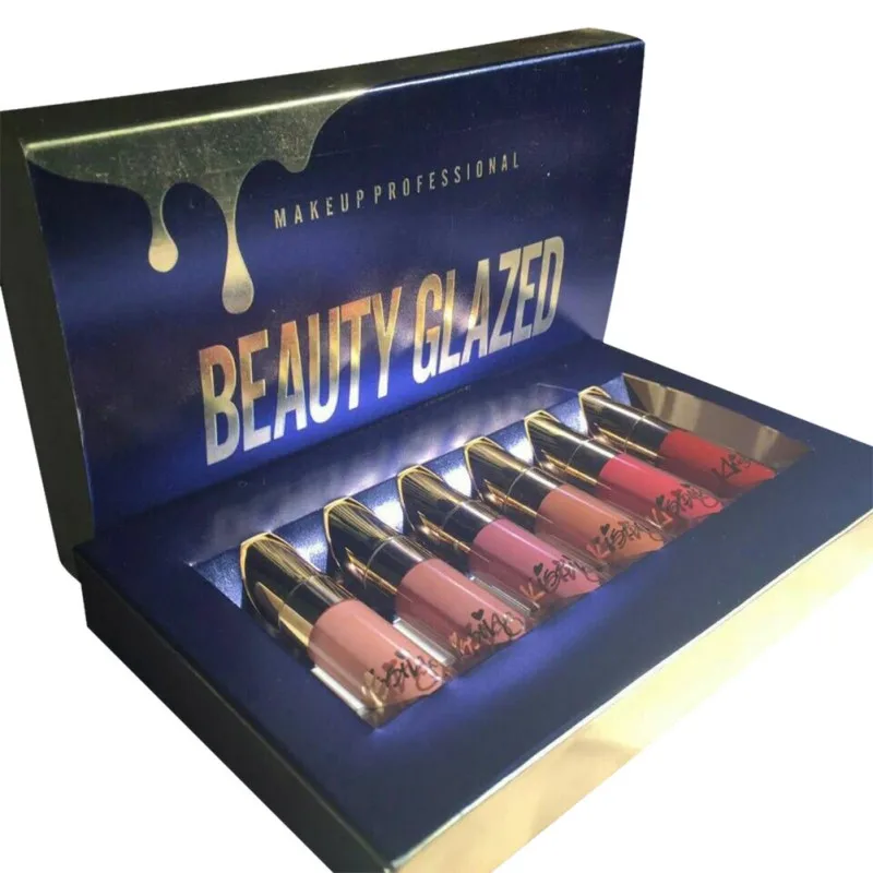 Горячая красота 6 шт./партия блеск для губ Жидкая стойкая Косметика Макияж набор Матовая Увлажняющая помада