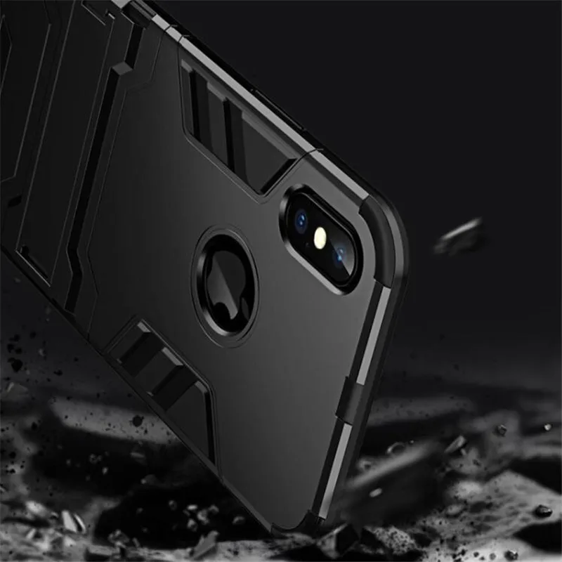 Чехлы для телефонов iPhone 5 5S 6 6 S Plus 7 8 Plus Гибридный противоударный Броня Прочный жесткий чехол для iPhone 8 X XR XS Max Stand Cover