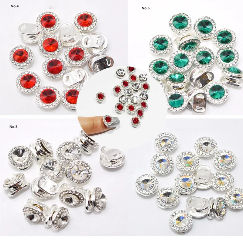 2019 алмазов для ногтей 1 шт. зеленые/красные/Хрустальные бриллианты круглые