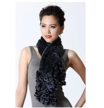 Осенне-зимний женский натуральный вязаный шумоглушитель из меха кролика рекс с