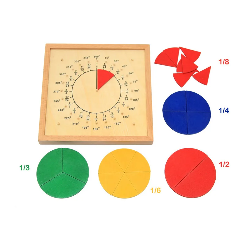 Geometric Fraction Деревянные игрушки Монтессори, Детские геометрические доски Монтессори, Обучающие Развивающие игрушки для детей 1, 2, 3 лет, MI2664H - Цвет: Geometric Fraction