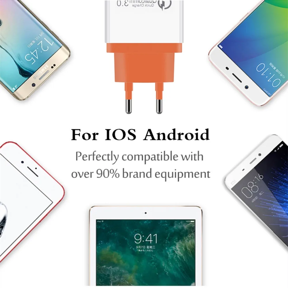 18 Вт USB Quick Charge 3,0 5V 3A для iphone 7 8 EU/US Подключите мобильный телефон быстро Зарядное устройство для зарядки для samsung huawei AC Мощность Зарядное устройство
