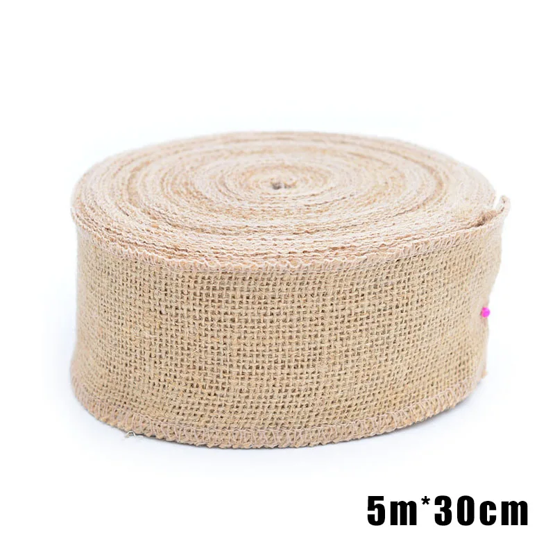 5mx30cm Лента из мешковины в рулоне для бантов из мешковины, венки для свадебной вечеринки, деревенский декор, рукоделие, Rollo de cinta de arpillera de yute H99F - Цвет: 5mx30cm