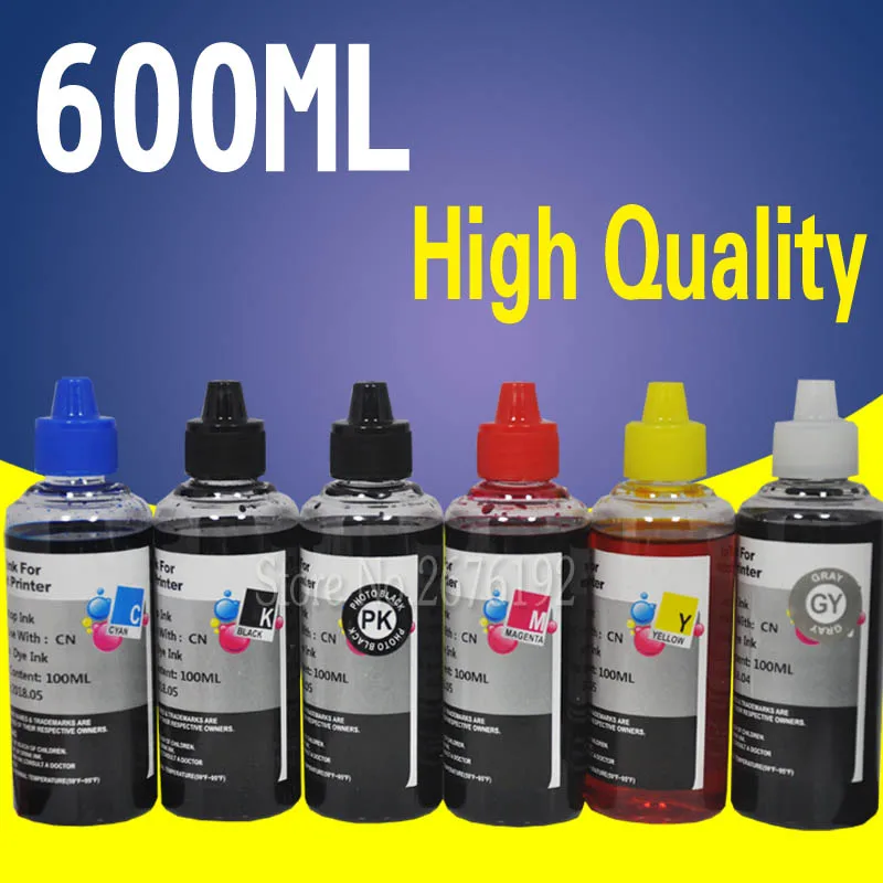 Для Canon Pixma MG6340 MG7140 iP8740 MG7540 чернильный картридж для принтера многоразовая заправка PG450 CLI-451 качество краситель фото чернила 6x100 мл - Цвет: 600ML INK