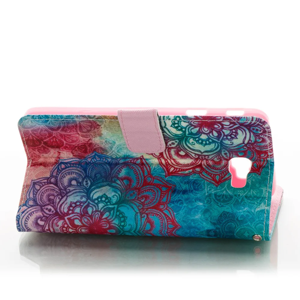 Делюкс Красный цветок кожа флип Стенд держатель кошелек + ремешок кожного