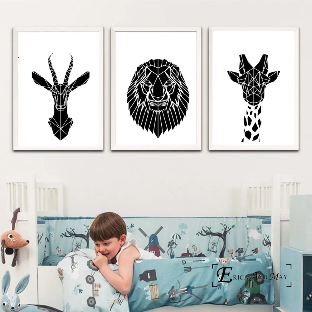 

Geometric Deer Lion Giraffe Posters and Prints Wall art Decorative Picture Canvas Painting For Living Room Home Decor Unframed
