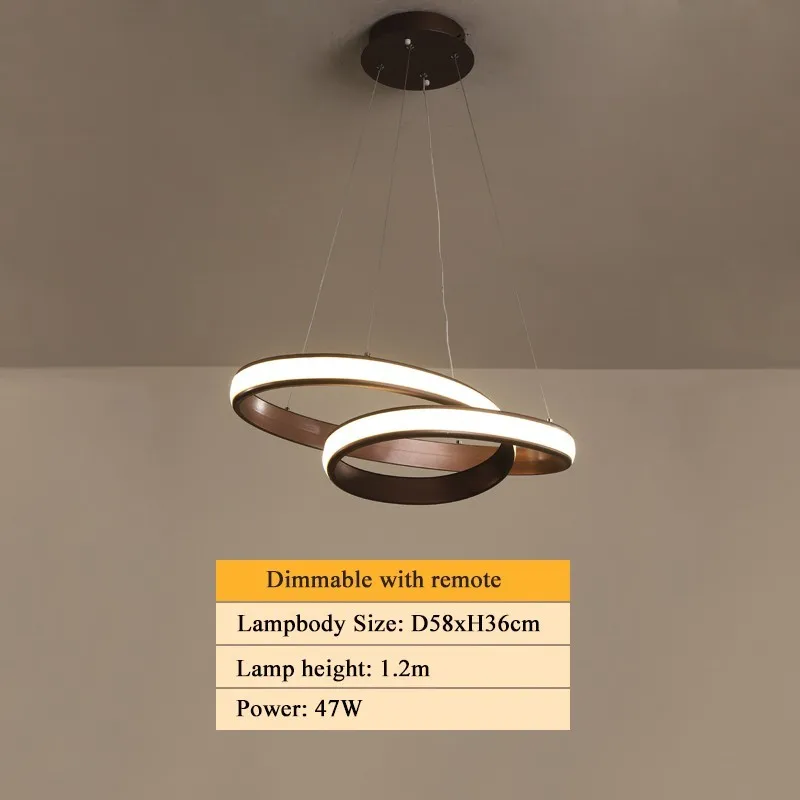 Dimmable D58xH36CM Современный светодиодный подвесной светильник для столовой, гостиной, подвесной светильник, акриловый простой светодиодный подвесной светильник белого и кофейного цвета - Цвет корпуса: Dimmable D58xH36CM