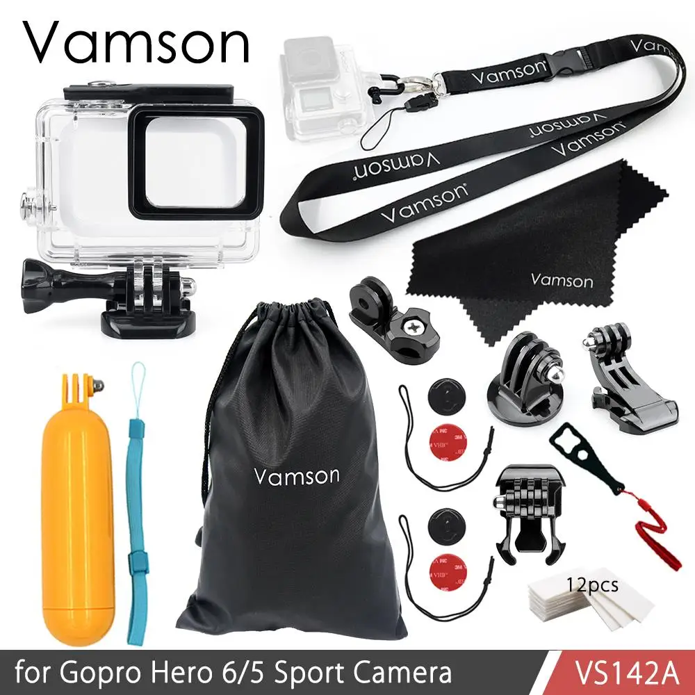 Vamson для Gopro Hero 7 6 5, комплект аксессуаров, водонепроницаемый чехол-рамка, плавающий поплавок, монопод для камеры Go pro Hero 6 5 VS142 - Цвет: VS142A