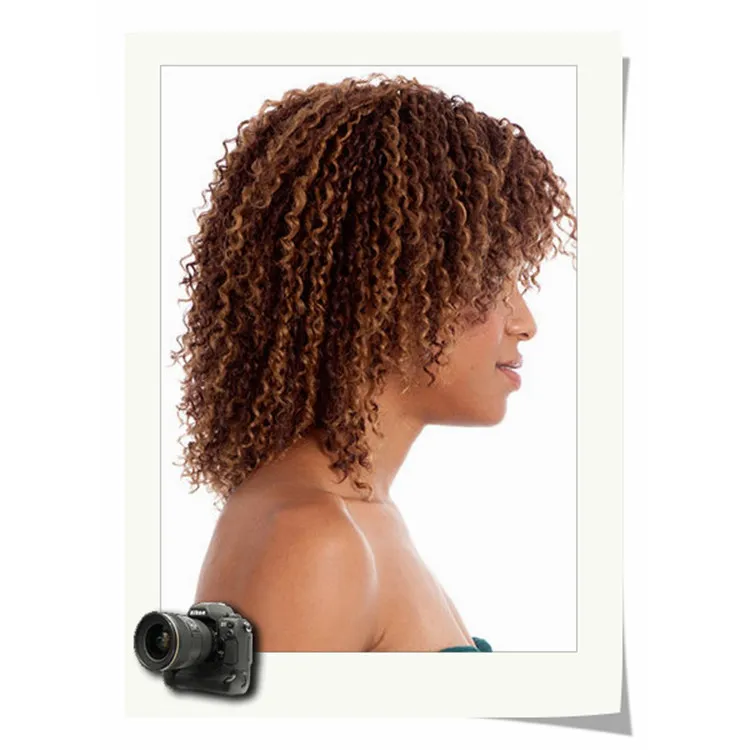 Средний 14 дюймов Блондинка парики Очаровательная Короткие курчавые вьющиеся