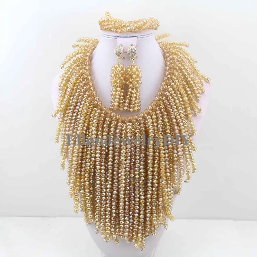Роскошные серьги с шампанским нигерийские Свадебные африканские бусины