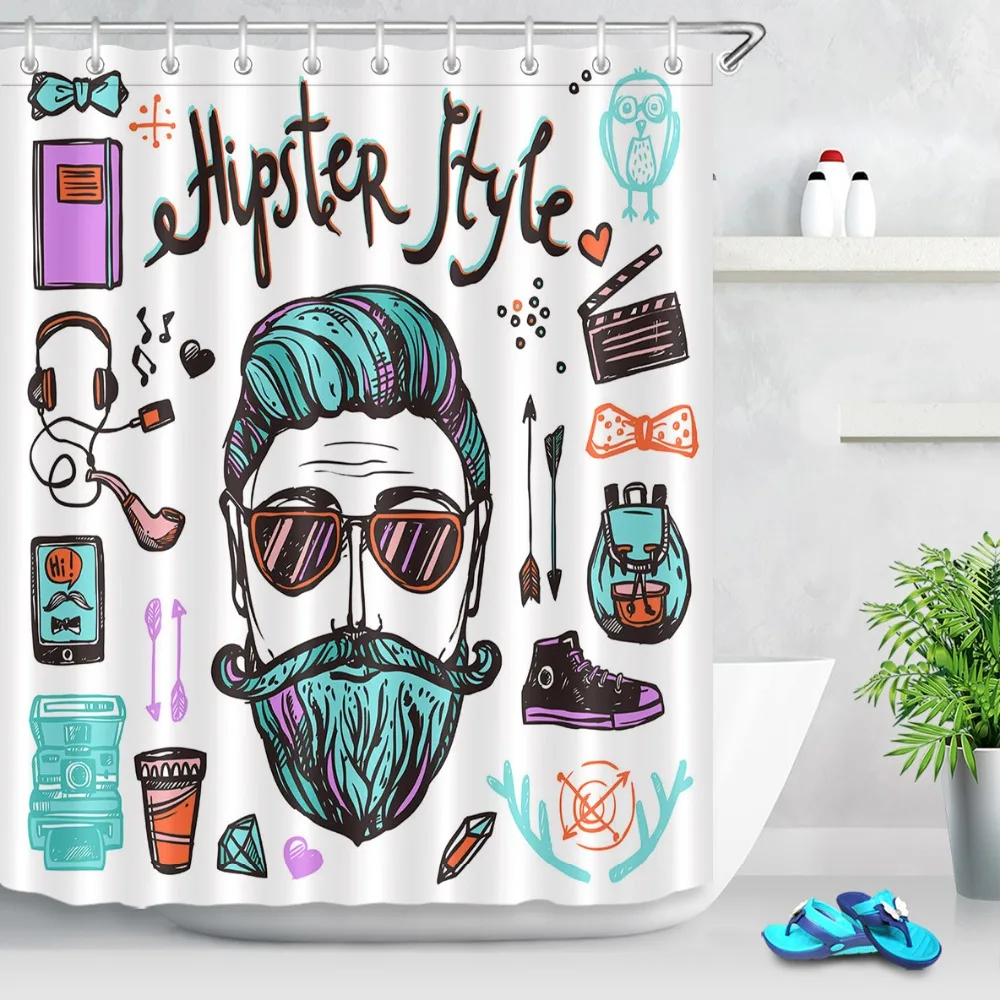 

LB 180 cm Funny Hipster Style Man's Life Shower Curtain Waterproof Mildew-proof Polyester Fabric for Bathroom Bathtub Home Decor