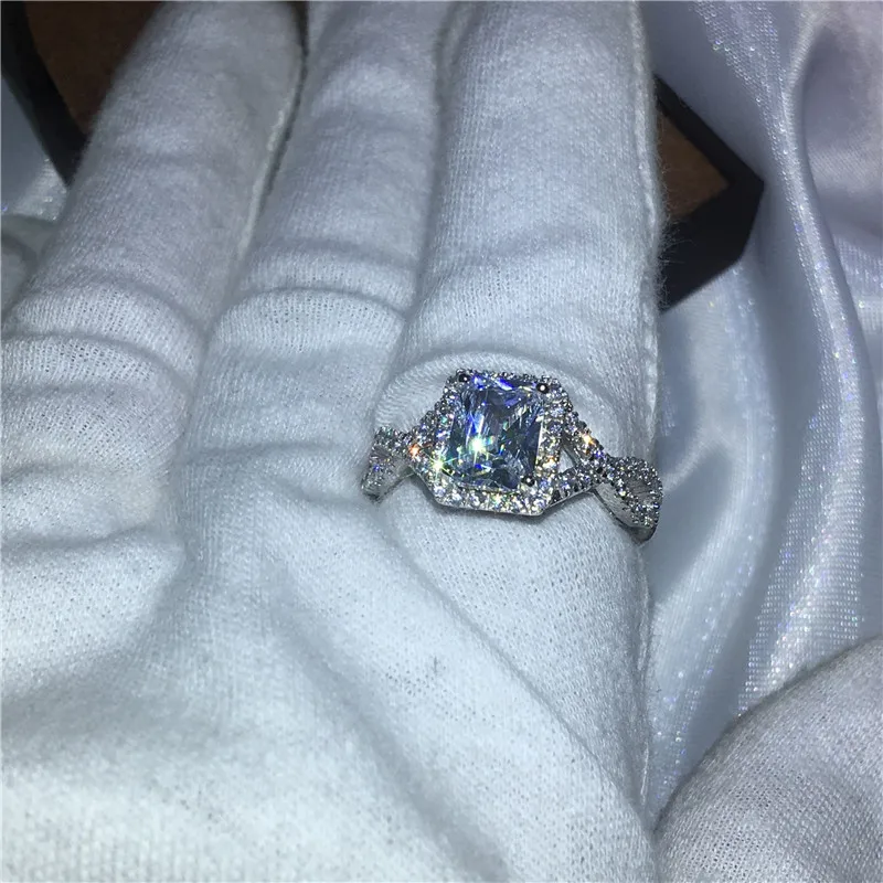 Ручной работы 925 Серебряное кольцо Принцесса cut 3ct AAAAA Циркон cz обручальное кольца