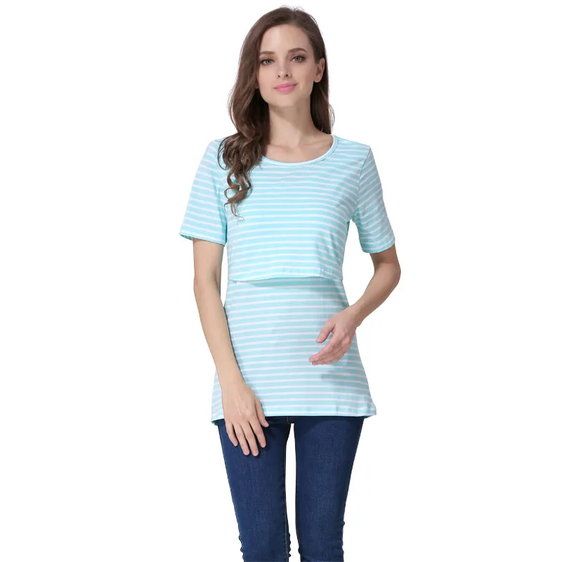Emotion Moms/одежда с коротким рукавом для беременных и кормящих мам; топы для беременных женщин; летняя футболка для беременных - Цвет: F