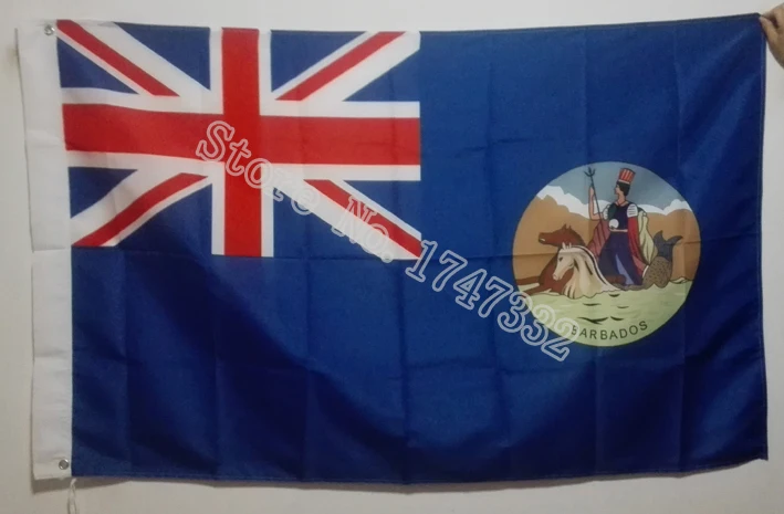 

Flag of Barbados 1870-1966 Flag hot sell good 3X5FT 150X90CM Banner brass metal holes