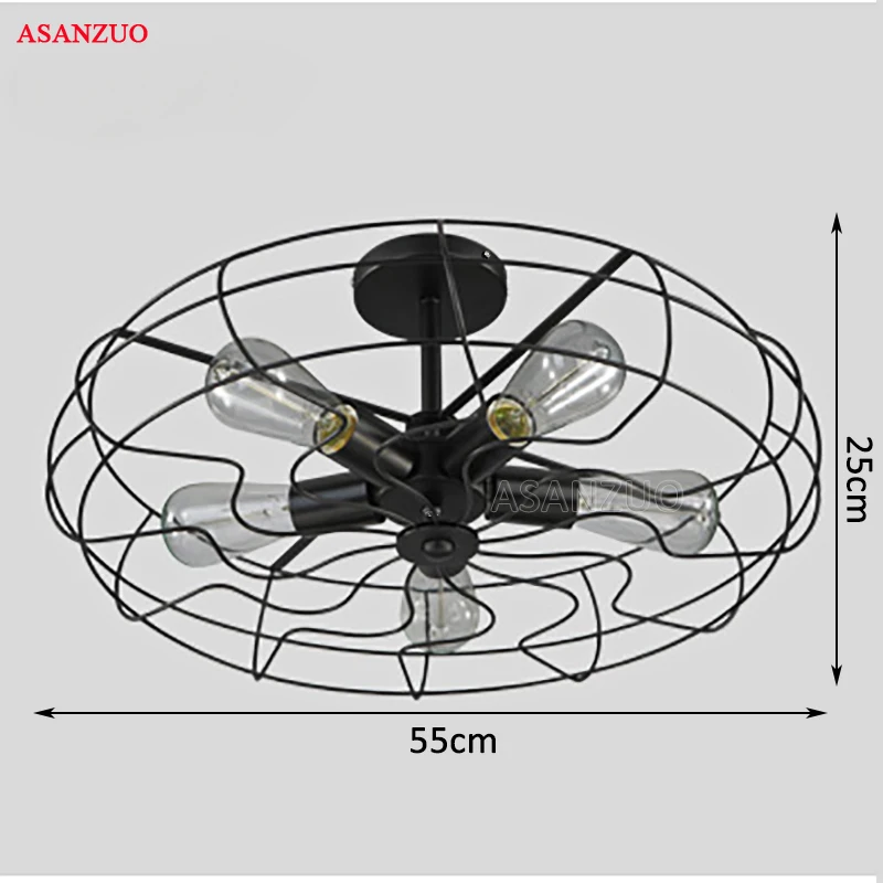 

Vintage 5 Heads Iron ceiling light Industrial Fan Lights Ceiling American Country Kitchen Loft Lamp E27