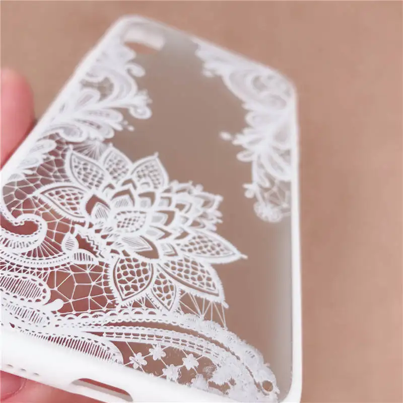 Lace Flower Mandala Vintage Phone Case For iphone 7 8 6 6s Girly Sexy Luxury Floral TPU edge Full Capa Cover iPhone X |