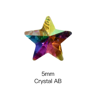 Crystal AB 5mm 50 шт. Стразы для ногтей 3D украшения для дизайна ногтей стеклянные украшения для ногтей очаровательные принадлежности плоская задняя часть в форме звезды блестящее Стекло Камни - Цвет: Crystal AB 5mm