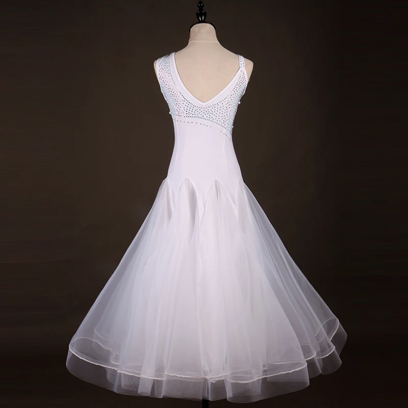 Ballroom Competition Dance Dresses Women White diamond Waltz Tango Dancing Costume Lady's Cheap Standard Dress | Тематическая
