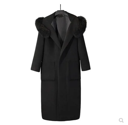 

Long collars cloth coat whom 2018 new students of thickening over-the-knee woollen coat