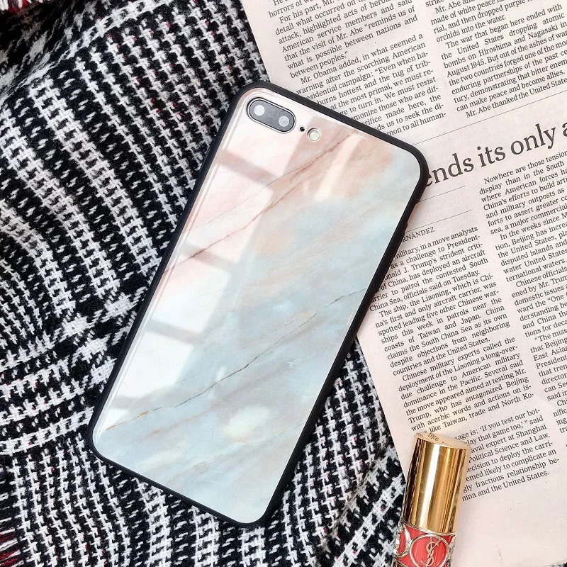 VDIAG Мрамор стекло чехол для телефона iPhoneX/6/6s/7/8 плюс/XS MAX личности полную защиту