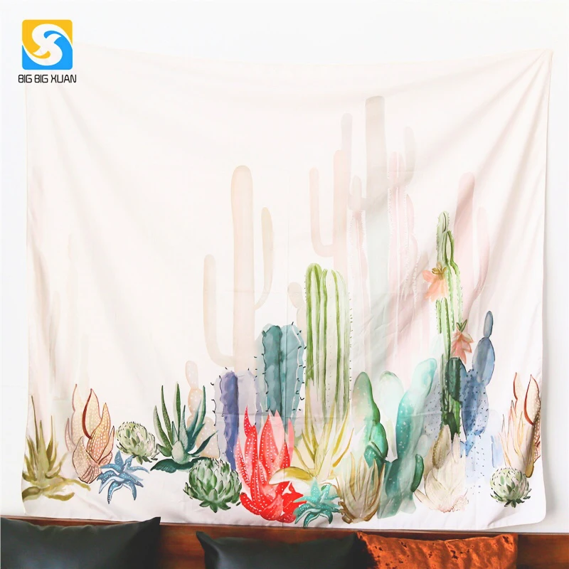 2 размера, мандала, настенный гобелен С КАКТУСОМ, зеленые суккуленты, 3D цветок, художественный ковер, одеяло, коврик для йоги, декоративный гобелен для дома