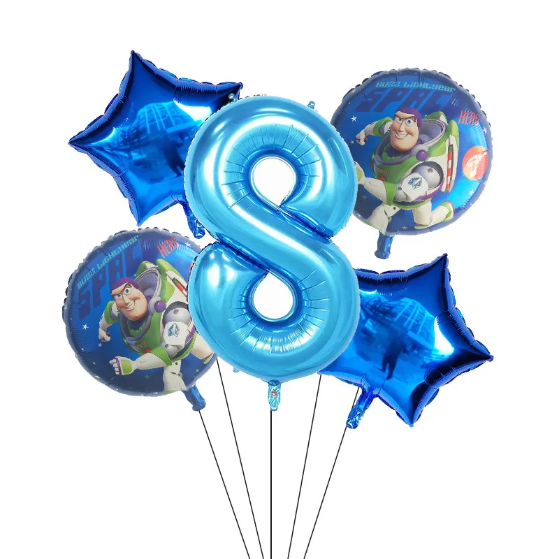 Темный хаки 5pcs Toy Buzz Lightyear Story Balloons Cartoon Foil Helium 30 Inch Number Blue Balloons Happy Birthday Balloons Kids Toys Ball - Цвет: Темный хаки