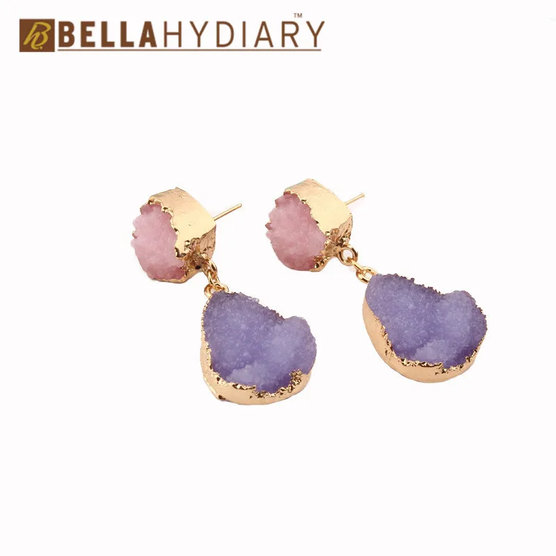 Bijoux Необычные корейские свадебные серьги из смолы Druzy, висячие серьги для женщин, ювелирное изделие, массивные Подарки для женщин, аксессуары Brinco