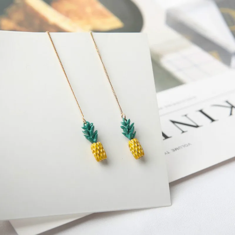 Новые эмалевые висячие серьги в виде фруктов и ананасов модные элегантные