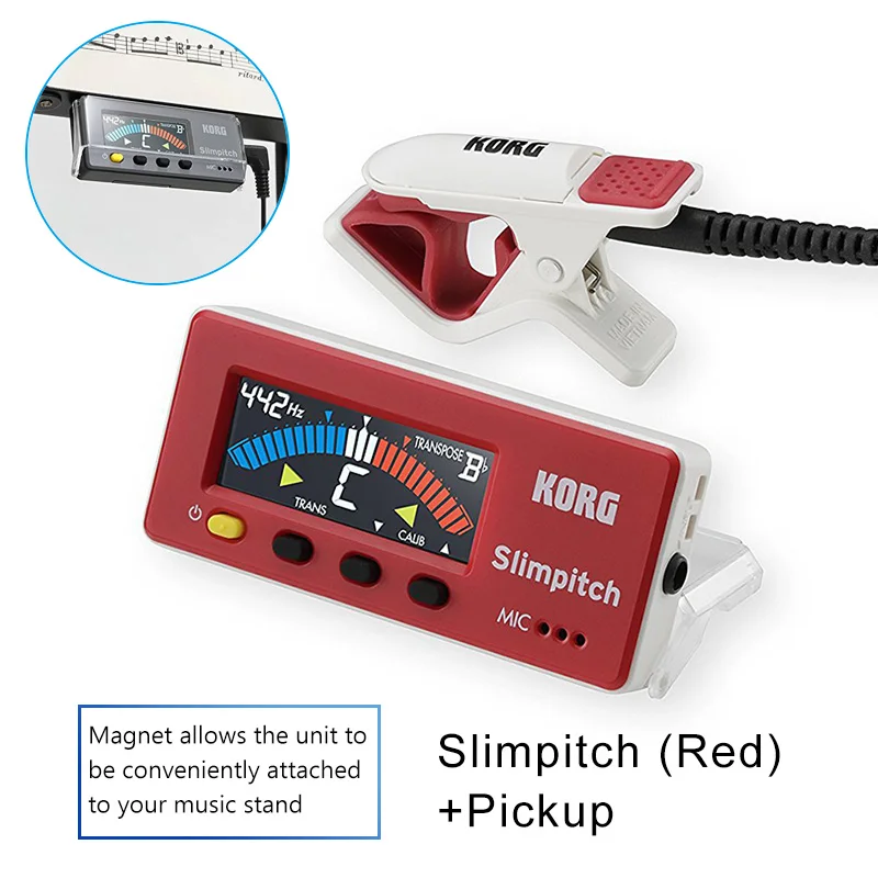 SLM-1CM (Red) Korg Slimpitch SLM-1CM хроматический тюнер с контактом, микрофон, 12-примечание равный темперамент - Цвет: SLM-1CM (Red)
