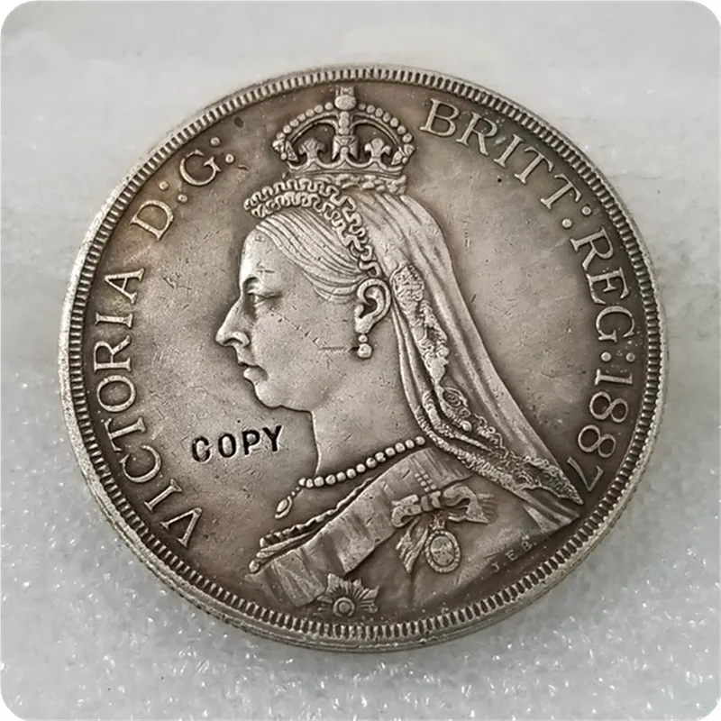 Копия серебряной монеты в виде короны Уэльса Великобритания 1887 | Дом и сад
