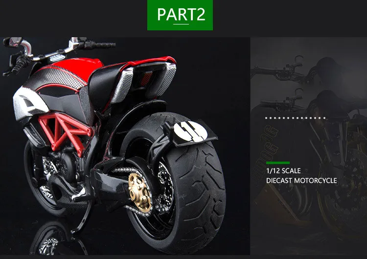 Горячая масштаб 1:12 колеса металлическая модель Италия Ducati diavel литья под давлением мотоцикл Вытяните назад сплав игрушки с светильник