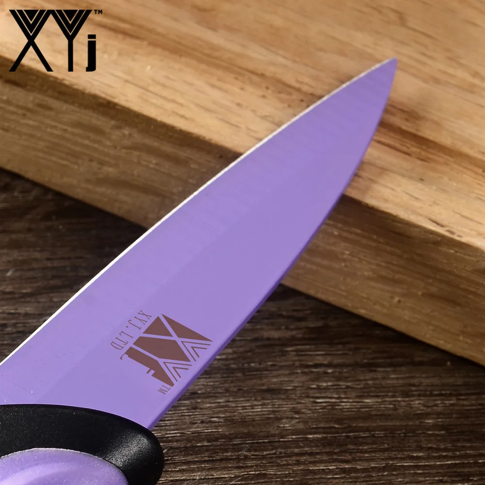 XYj 3 5 ''Нержавеющая сталь для очистки овощей Ножи фиолетовый цвет ручка Sharp