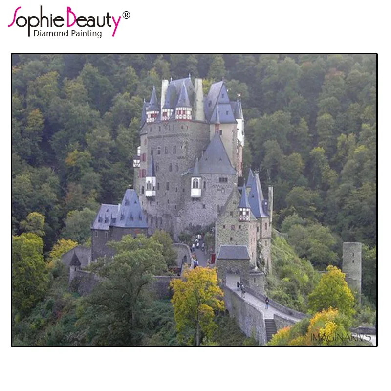 

Sophie Beauty Diy Алмазная картина крестиком лесной замок крепость полная Алмазная вышивка Стразы Мозаика Декор ремесла