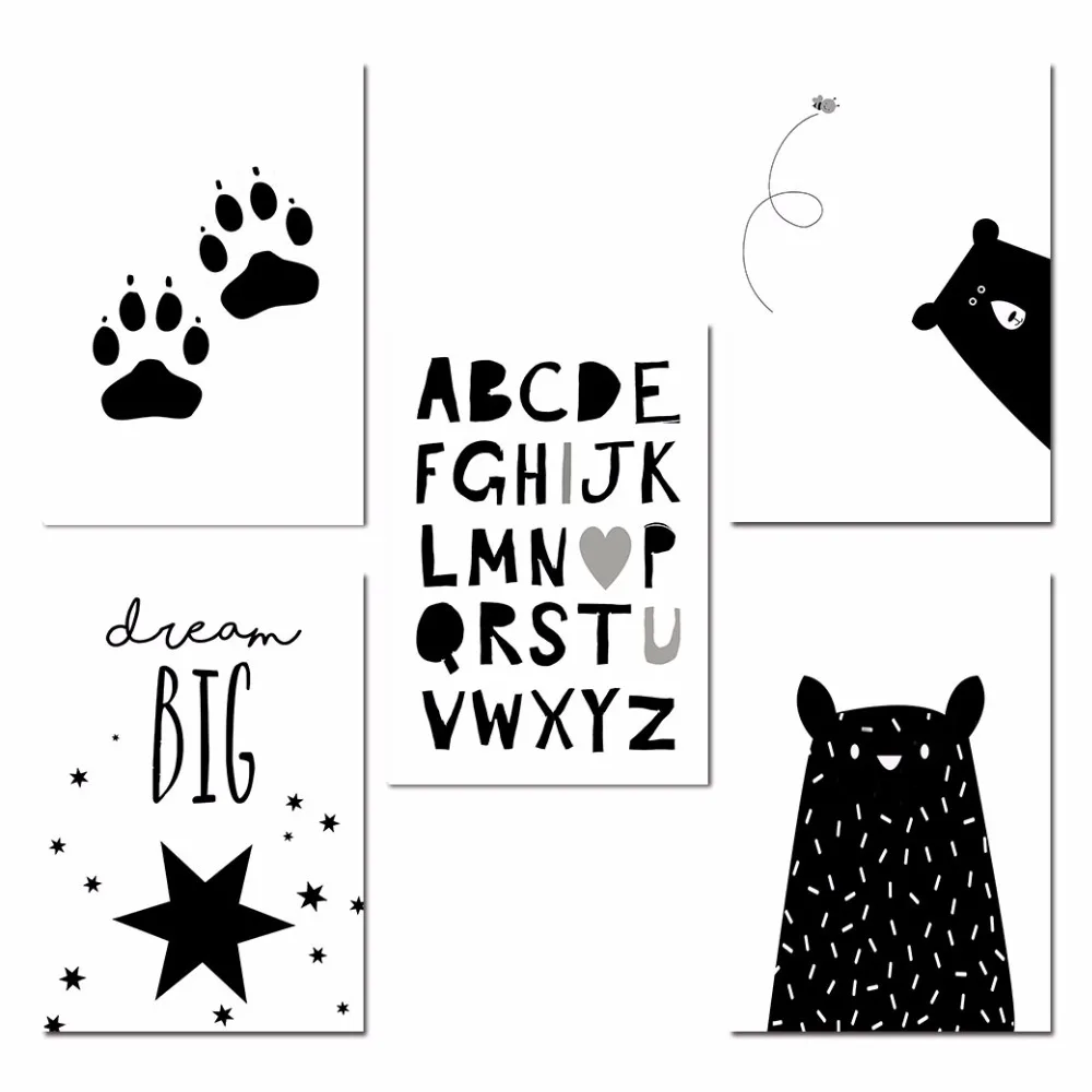 Dream Big Kawaii мультфильм слон настенное Искусство Холст Плакаты принты картина для