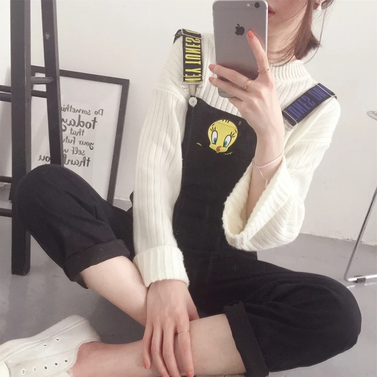 Новые модные женские комбинезоны Kawaii С мультяшным принтом, женский комбинезон с карманами, женский комбинезон ярких цветов, студенческий стиль, женские комбинезоны