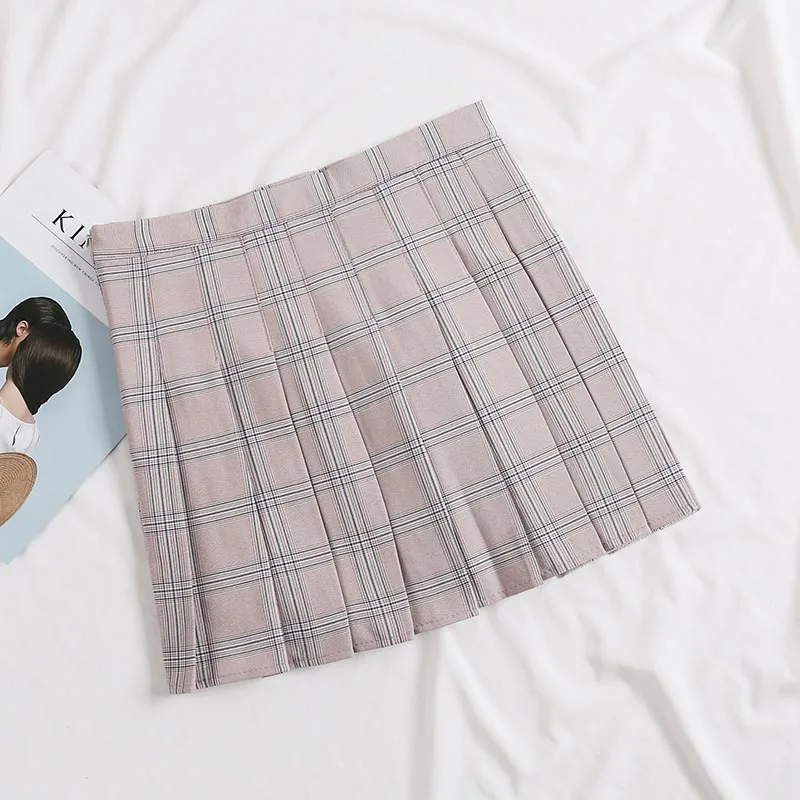 HELIAR Skirt Plaid Pleated A-line Mini Beach Korean Students High Waist 2019 Summer For Women | Женская одежда