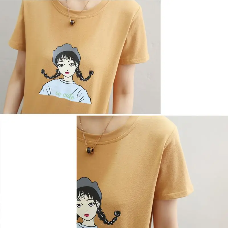 Женская футболка с коротким рукавом Повседневная летняя мультяшным принтом